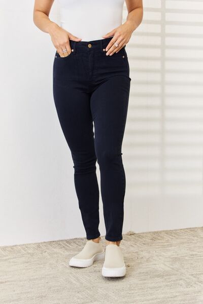 Judy Blue Full Size Garment Dyed Tummy Control Skinny Jeans-DENIM-Trendsi-Happy Campers Boutique, Women's Fashion and More in Plainwell, MI