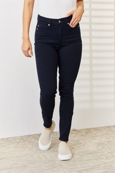 Judy Blue Full Size Garment Dyed Tummy Control Skinny Jeans-DENIM-Trendsi-Happy Campers Boutique, Women's Fashion and More in Plainwell, MI